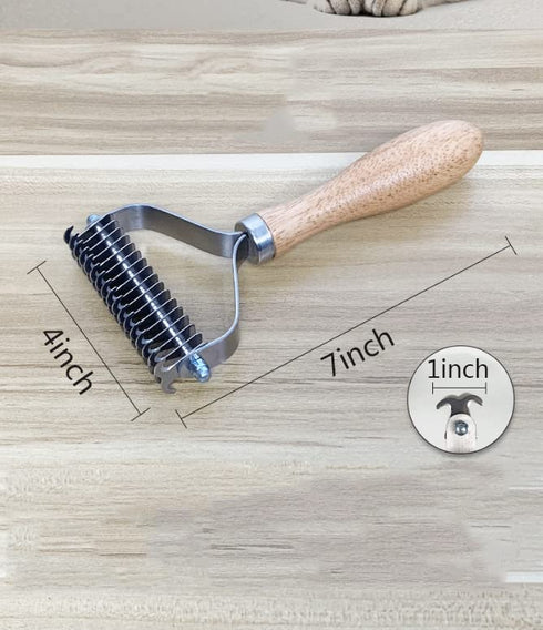 Pet Hair Removal Comb, Solid Wood Metal Brush, Bilateral Grooming Tool for Cats, Large Dogs, Small Dogs, Matting &