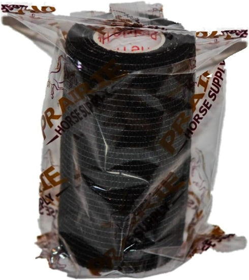 Vet Wrap Tape (Black) (2 Pack) (4 Inch x 15 feet) Self Adhesive Cohesive Flex Self Stick Bandage Roll
