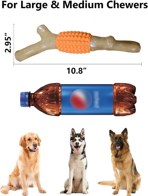 SCHITEC Dog Chew Toy for Aggressive Chewers, Tough Nylon & Rubber Teething Stick for Large Medium Breeds