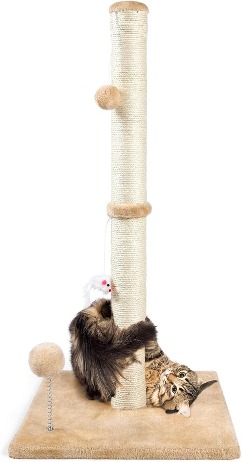 ANWA 32" Tall Cat Scratching Post, 3-in-1 with Plush Toys, Premium Sisal for Cats of All Ages, Stable Base