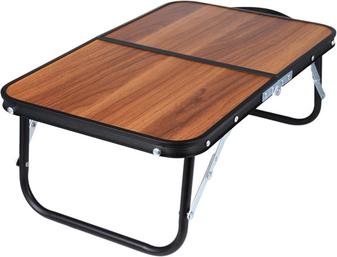 CNDRIA Small Camping Table, Compact Walnut Wood Folding Side Low Table for Camp, Portable Lightweight Foldable Design