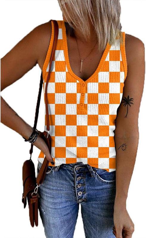 Faithgee Apparel Women Orange Plaid Shirt Gameday Outfits for Football Mom Volunteer
