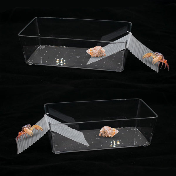 2 Pack Large Transparent Hermit Crab Water Tank with Climbing Ramp for Small to Large Hermit Crab Habitat