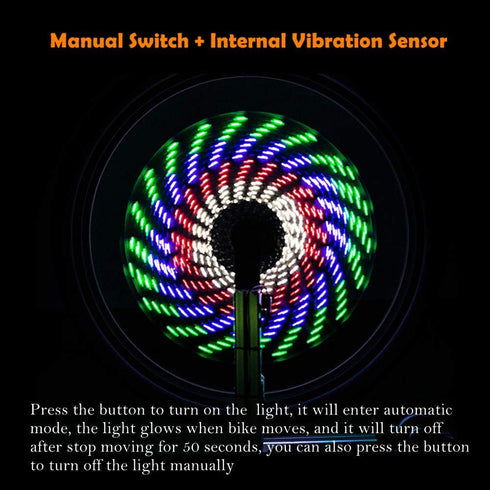 LED Bike Wheel Lights with 30x RGBW Patterns, Batteries Included, IPX5 Waterproof Safety Tire Lights