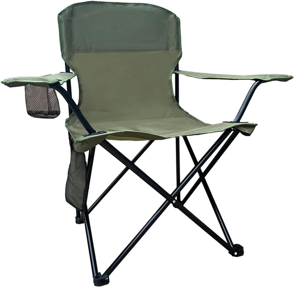 Folding Camping Chair with Cup Holder & Storage Bag, 225lbs Capacity, Large