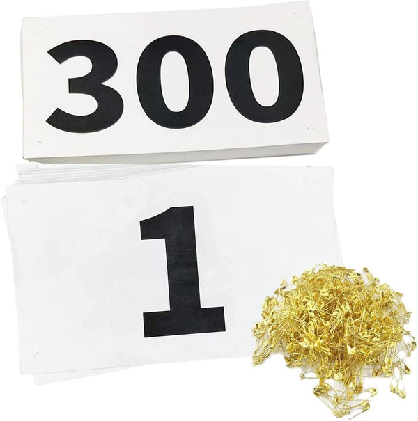 Running Race Bibs Large Numbers with Safety Pins for Marathon Race Events-