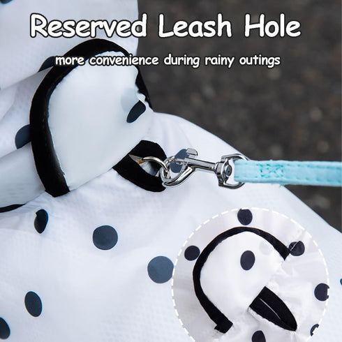 Waterproof & Quick-Drying Puppy Raincoat with Hood and Leash Hole, Cute Hooded Rain Poncho Gear for Large Dogs