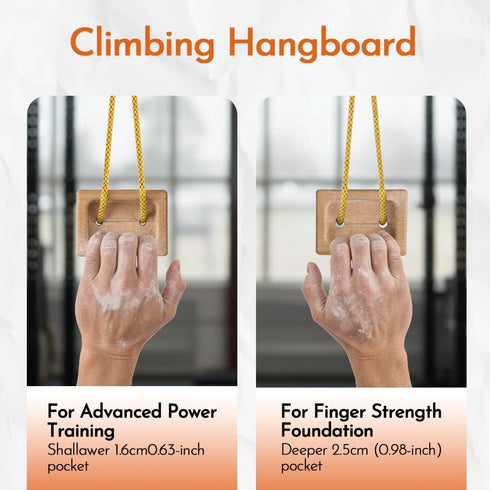 WRIST FIGHT Set Portable Beech Wood Fingerboard Climbing Hangboard Dual-Pocket Grip Blocks for Finger & Forearm