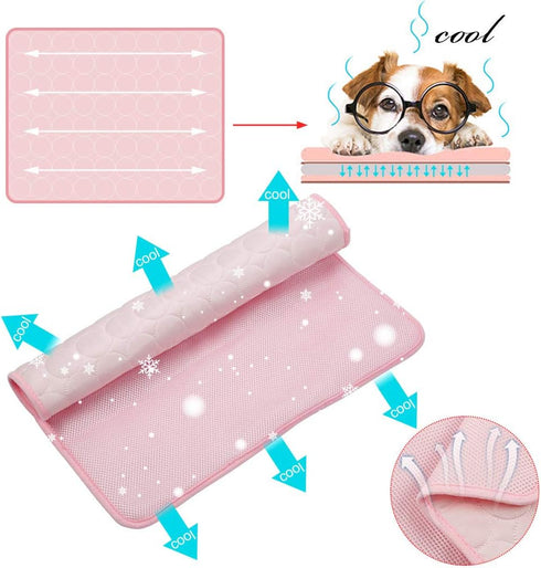 Pet Cooling Mat for Dog Cat, Washable Reusable Ice Silk Self Cooling Pad, Pet Sleeping Blanket for Beds and Couches