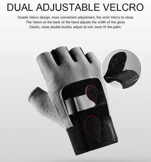 SUJAYU Workout Gloves for Men Workout Gloves Women, Dual Adjustable Strap Heavy Weight Lifting Glove, Silicone