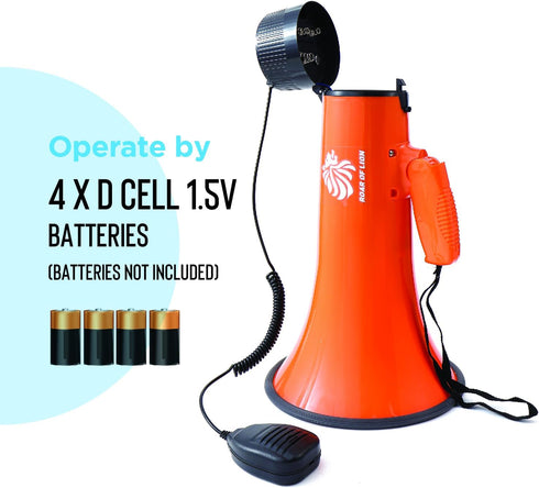 15W 200-sec 1093Yards Bullhorn Megaphone with Siren & Volume Control/Recorder - Waterproof Reliable and Consistent