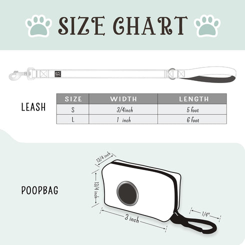 Ultra Joys Dog Leash with Poop Bag Dispenser, Heavy Duty Cotton Fabric 5ft Leash with Metal Clasps