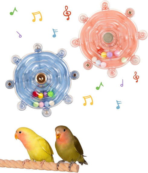 Goodlifebird 2 Pcs Bird Toys for Parakeets, Budgie Toys, Spinning Wheel Parrot Toys,