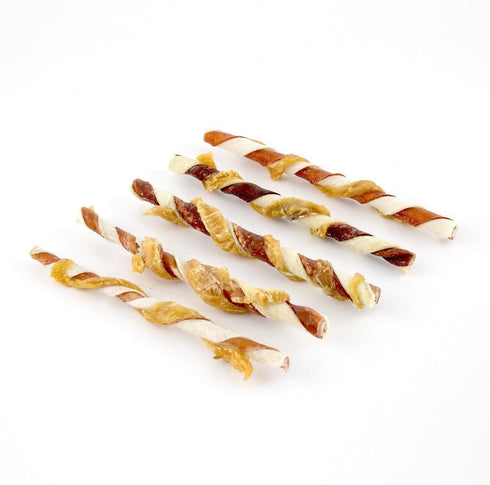 Good'n'Fun Triple Flavor Twists, Dog Chew Sticks, 70 Count of Premium Chicken and Beef Hide Treats