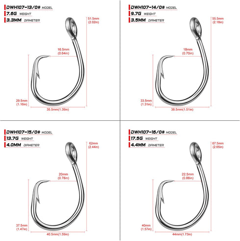 PASNMKvn 5Pcs Stainless Steel Circles Hook Big Game Fishing Hook Saltwaters Tunas Fishing Hook for Catfishes Bass Tunas
