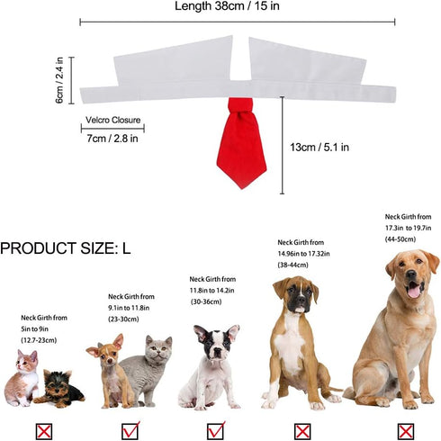 ZTON Bowtie for Little Puppy - Handcrafted Adjustable Formal Collar Neck Tie for Dogs & Cats (L, Red)