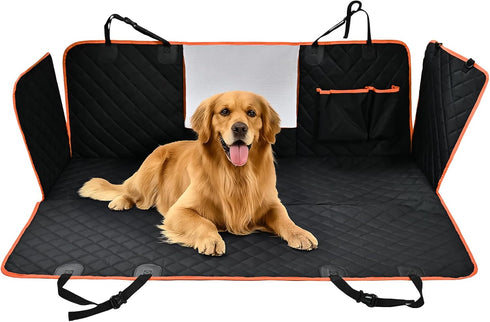 Hammock Amazon Basics Dog Car Seat Cover for Back Seat, Scratch-Resistant Nonslip with Side Flaps and Seatbelt Openings