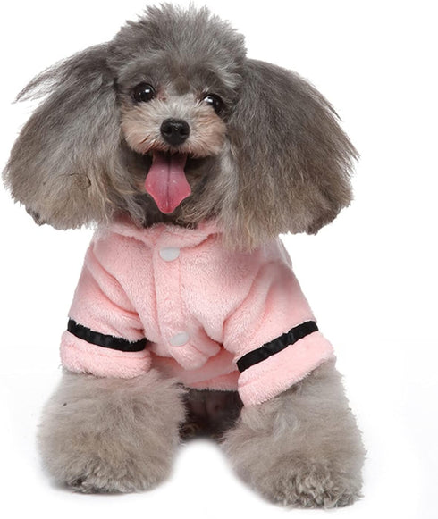 CheeseandU Dog Bathrobe for Small Dogs Winter Luxury Soft Flannel Thickened Hooded Pajamas Quick Drying and Super