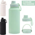 White 32 OZ Insulated Water Bottle, Large Metal Stainless Steel Flask with 2 Lids for Sports Travel