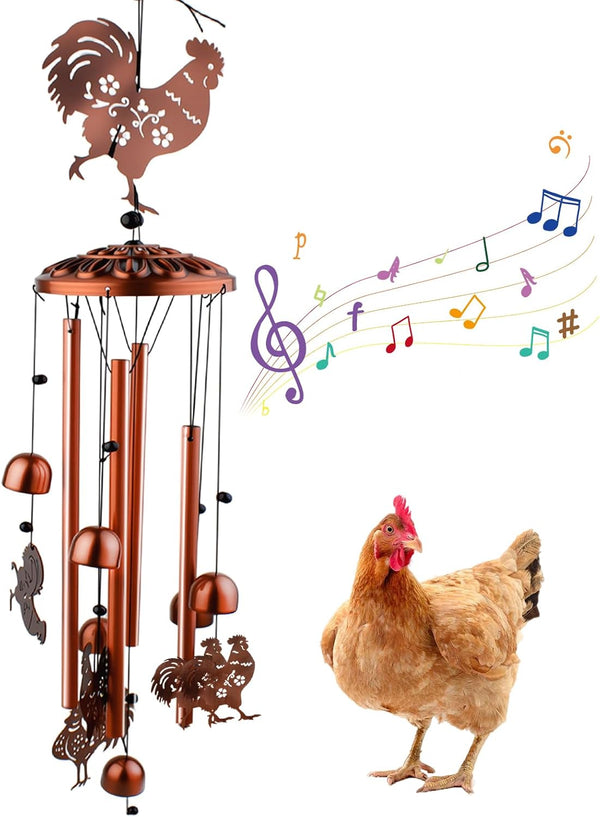 Large Chicken Toys for Coop, Chicken Wind Chime Enrichment Toys, Hanging Chick