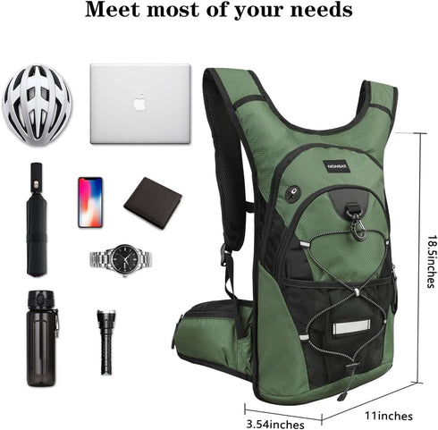 NONSAR 3L Hydration Backpack Pack with Insulated Water Bladder, Daypack for Hiking, Running, Climbing, Rave, Festival,