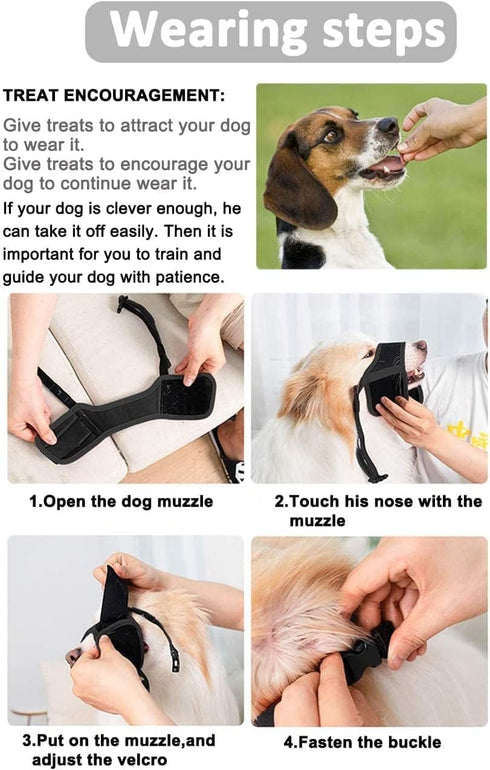 LUCKYPAW Dog Muzzle, Anti Biting Barking Chewing, Comfortable Mesh Soft Fabric, Adjustable Strap for Small Medium Large