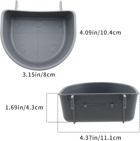4 Pack Rabbit Feeder with Hook,Rabbit Food Bowl,Guinea Pig Plastic Food Basin Dish, Bunny Water Bowl, Chinchilla Hanging Portable Feeding Bowl(Grey)