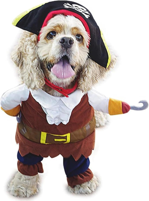 Dog Costume Pirates of The Caribbean Style - Funny Halloween Cosplay for Small to Medium Dogs & Cats, Corsair Dress Up