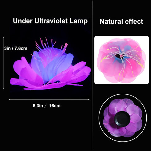 4 Pack Silicone Glowing Fish Tank Decorations, Simulation Glowing Coral Sea Anemone and Lotus Leaf for Aquarium