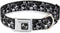 Buckle-Down Dog Collar Seatbelt Buckle, Top Skulls Stacked Black Gray White, 11 to 17 Inches, 1.0 Inch Wide
