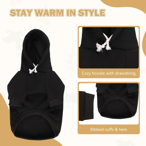 Waoduld Hole,Cozy Dog Sweaters,Security Dog Hoodie,Warm Brushed Fleece Sweatshirt with Hood & Pocket,Leash Cold Weather