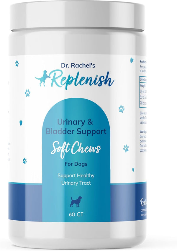 Replenish Bladder Support and Urinary Tract for Dogs - Dr. Rachel's Dog Urinary Health Chews - Cranberry Extract, Echinacea - Immune System Boost - 60 Count