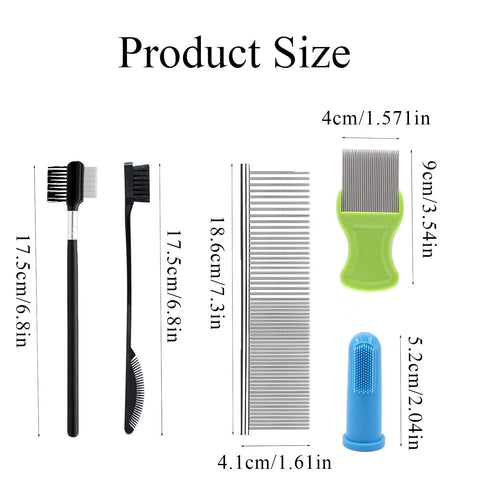 Tear Stain Remover Combs for Pets, Stainless Steel Eye Brush Tools, Durable Flea and Lice Removing Set for Dogs, Cats