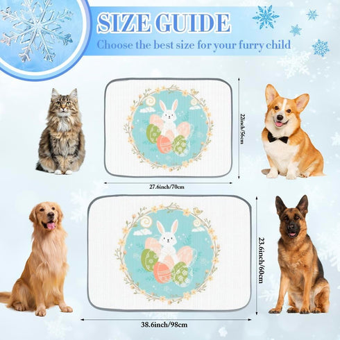 imiBBWQu Summer 27" 22" Cooling Dog Bed Cute Easter Eggs Bunny Green Dog Cooling Mat Washable Personalized Pad for Cats