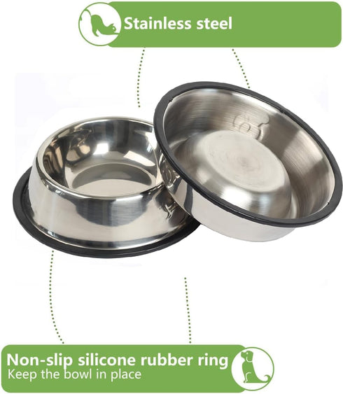 Stainless Steel Cat Bowl, 4 Pack - Non-Slip Metal Dog Bowls for Food and Water with Rubber Base