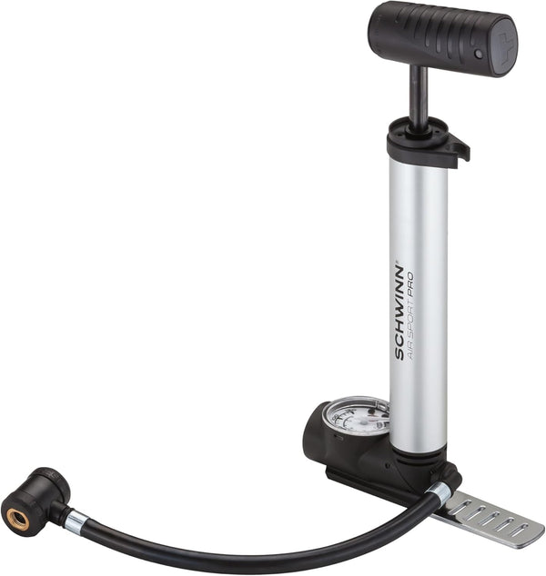 Schwinn Air Sport Mini Bike Pump, Foot to Floor or Hand Pump, Fits Schrader and Presta Valve Types
