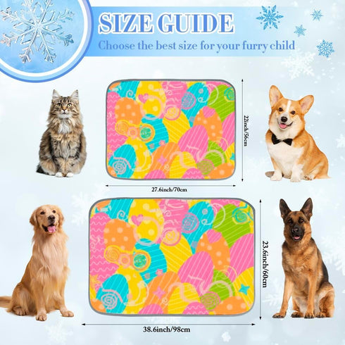 imiBBWQu Summer 27" 22" Dog Cooling Mat Colorful Easter Eggs Kuehlmatte Fuer Hunde Washable Forever Cool Pad Cat Dog