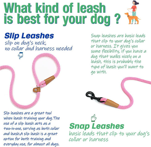 lynxking Dog Leash Slip Lead 5 6 8 FT Dog Training Leash Strong Heavy Duty Braided No Pull Training Lead Leashes for Small Medium Large Dogs