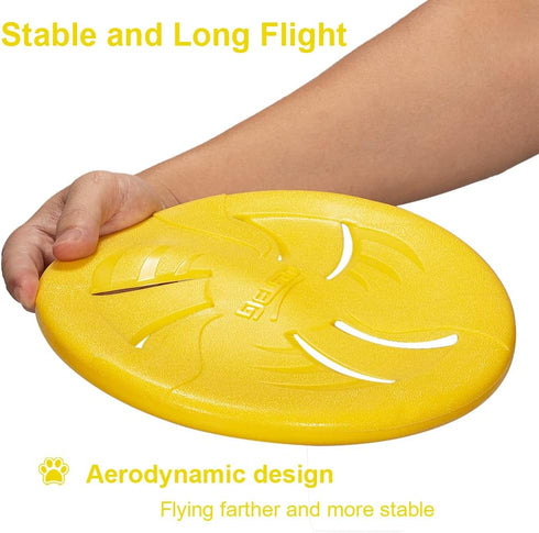 Indestructible Dog Flying Discs, Interactive Flyer Toys for Small Medium Dogs, 7.48 inch, Yellow
