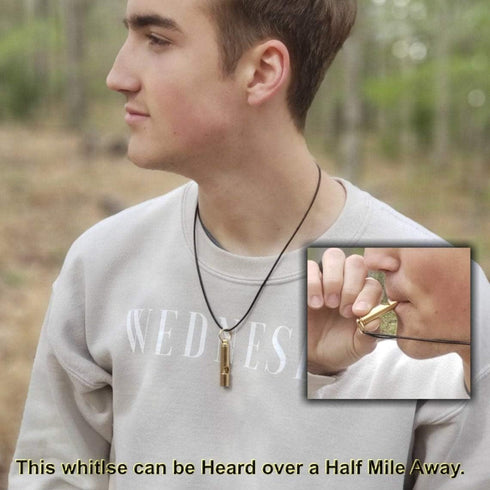 FUTURESTEPS Set 105 Brass Compass with Solid Brass Whistle - Survival - Decibels - Carry in Pocket or on Necklace - Two