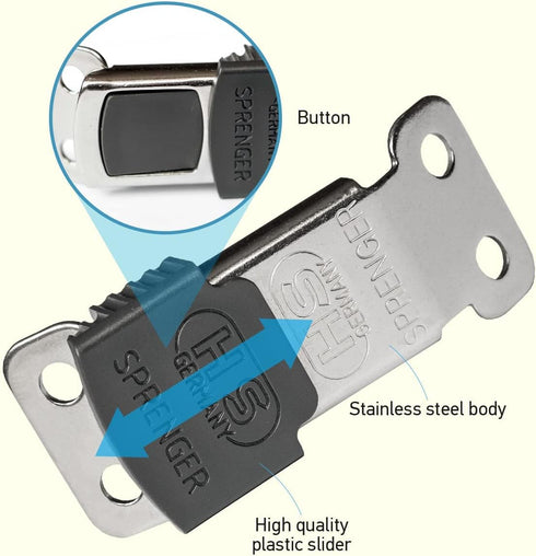 Herm Sprenger ClicLock Fastener Stainless Steel Buckle for Prong Dog Training Collar & Quick Release with Easy Buckle for Small Medium Large Dogs (2.25mm)