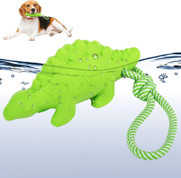 Dog Floating Toy, Chew Toy for Aggressive Chewers, Pool Toy with Rope for Interactive Fetch & Play (Dinosaur)