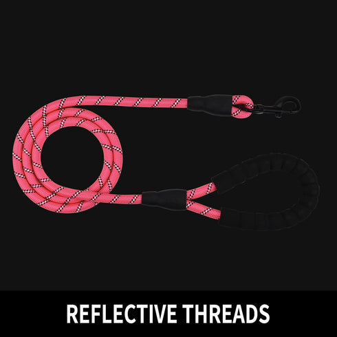 5/6 FT Strong Dog Leash for Pets, Highly Reflective Rope, Soft Padded Handle, 360-Degree Rotating Metal Buckle, 5ft