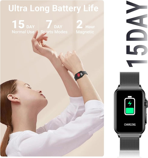 FITVII Nexa Fitness Tracker, Smart Watch with Blood Pressure, Blood Oxygen, 24/7 Heart Rate Monitor, Step Counter