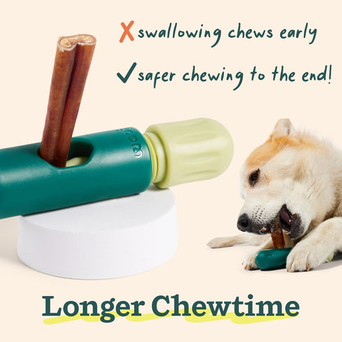 WOOF BullySafe Durable Dog Chew Holder, Safe Bully Stick Holder for Long-Lasting Play, Easy to Clean.
