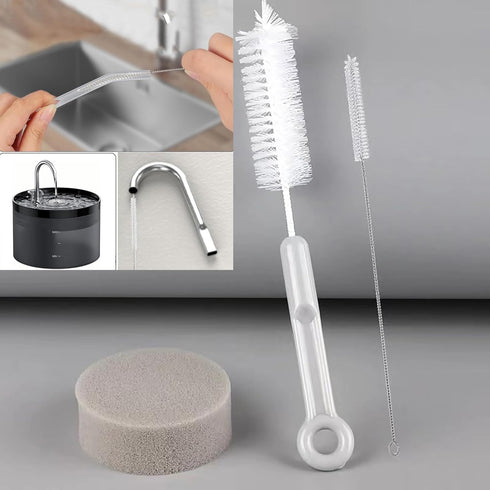 Amaping 3PCS Set Cat Water Fountain Brushes & Sponge, Drinking Glass Cleaning and Dog Pet Water Cat Dispenser Fountain