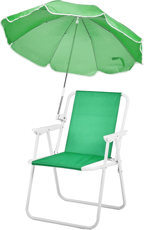 Beach Chair with Umbrella for Adults, Folding Portable Lightweight Camping Chair with