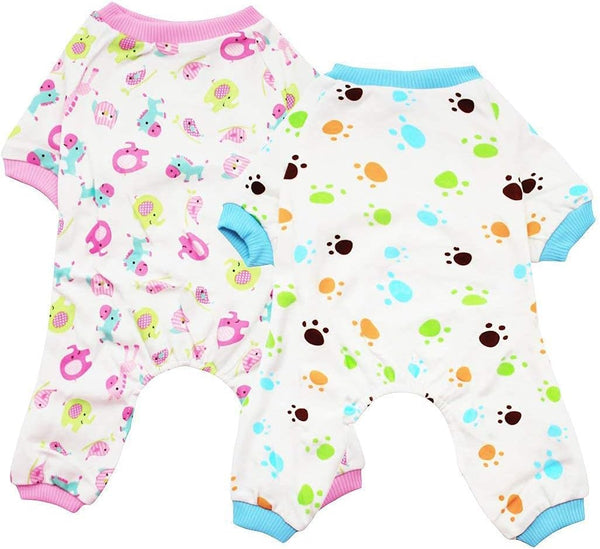 2-Pack Pet Clothes Puppy Cute Pajamas, Cotton Rompers for Dogs and Cats, Cosy Apparel, Redhorse & Paw XL