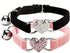 CHUKCHI Pink Soft Velvet Adjustable Cat Collar with Crystal Heart Charm and Bells, 8-11 Inches (Black+Pink)