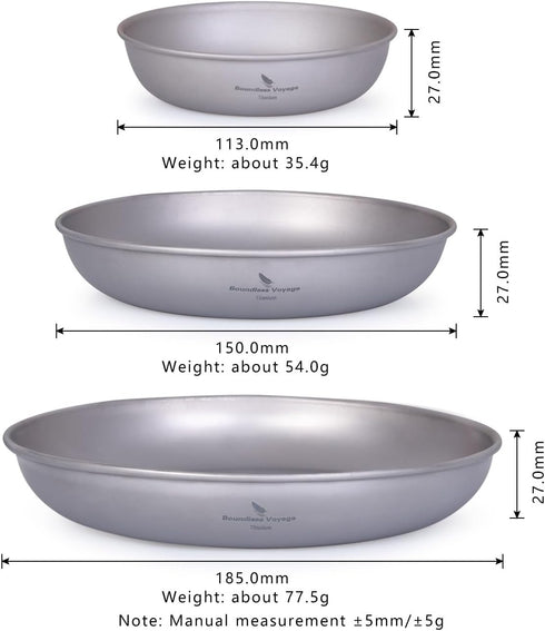 iBasingo Titanium Pan Dish Plate with Carry Mesh Bag, Ultralight for Outdoor Camping Cookware Mess Kit